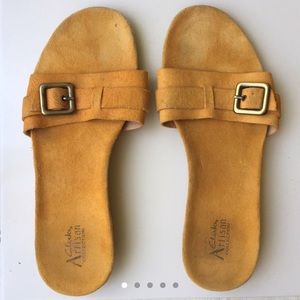 Clarks Artisan Yellow Suede Slide Sandal